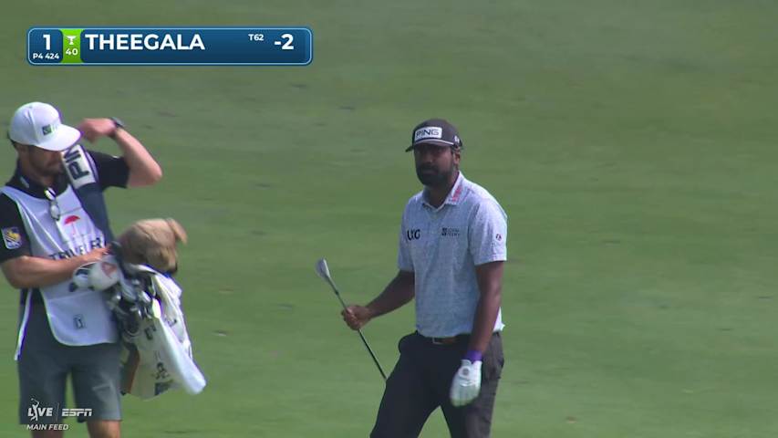 Sahith Theegala gets up-and-down from 100 yards for birdie on No. 1 at Travelers
