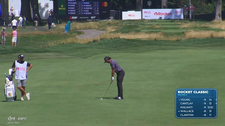 Marco Penge gets up-and-down from 136 yards for birdie on No. 12 at Rocket Classic