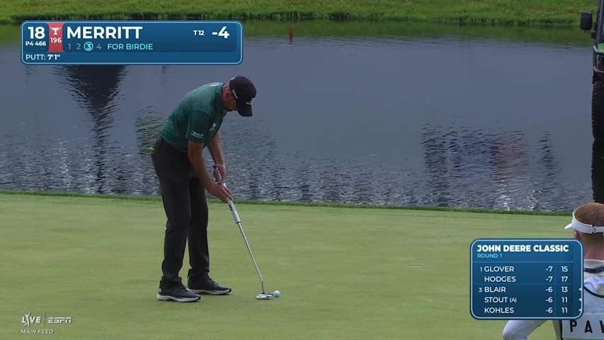 Troy Merritt sinks 7-foot putt for birdie on No. 18 at John Deere