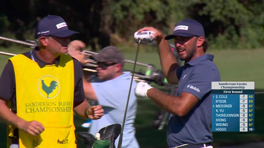 Max Homa hits 140-yard approach to 4 feet, sets up birdie on No. 12 at Sanderson Farms