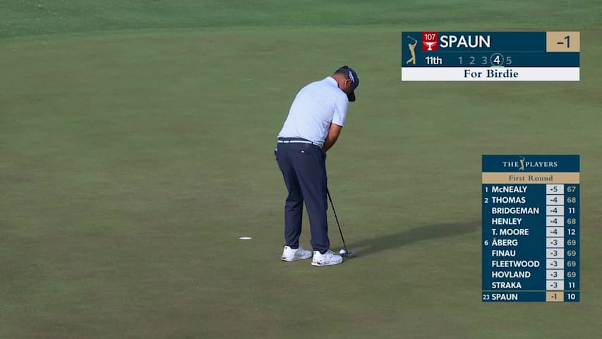 J.J. Spaun drains 4-foot birdie putt on No. 11 at THE PLAYERS