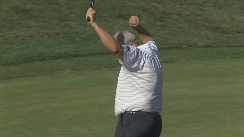 Colin Montgomerie birdies No. 18 to force playoff at Invesco QQQ