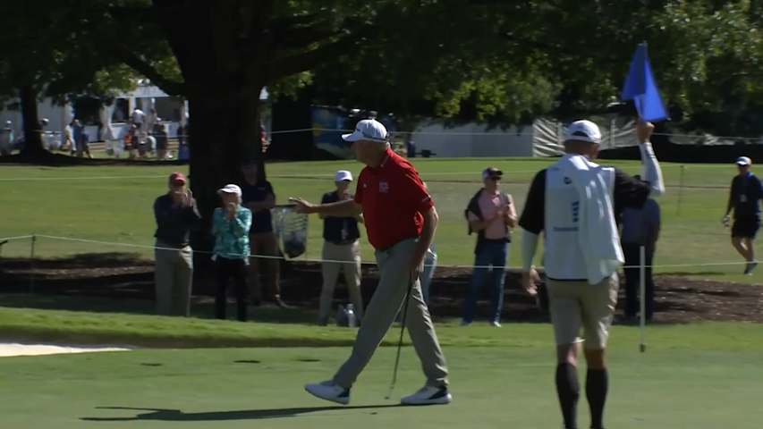 Ken Duke uses the slope to set up birdie at Dominion