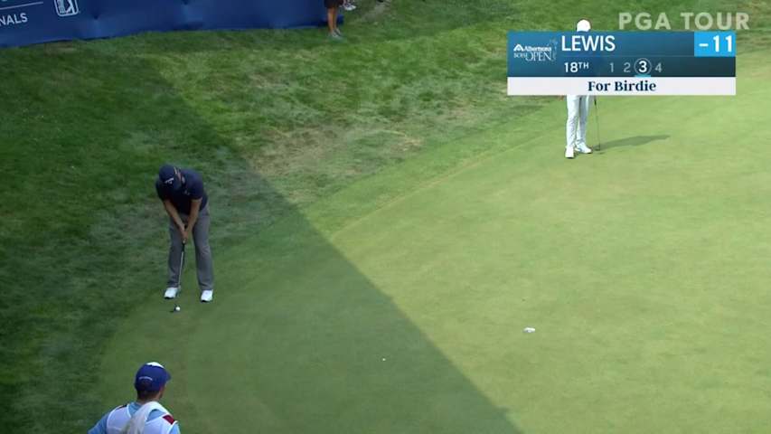 Tom Lewis sinks birdie putt from the fringe at Boise Open