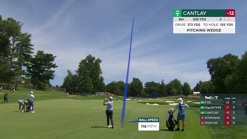 Patrick Cantlay's 155-yard approach sets up birdie on No. 4 at BMW Championship