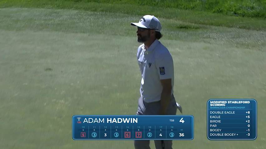 Adam Hadwin makes birdie on No. 18 at Barracuda