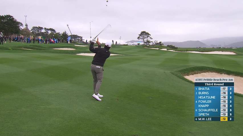 Min Woo Lee hits 106-yard approach to 17 feet, sets up birdie on No. 4 at AT&T Pebble Beach