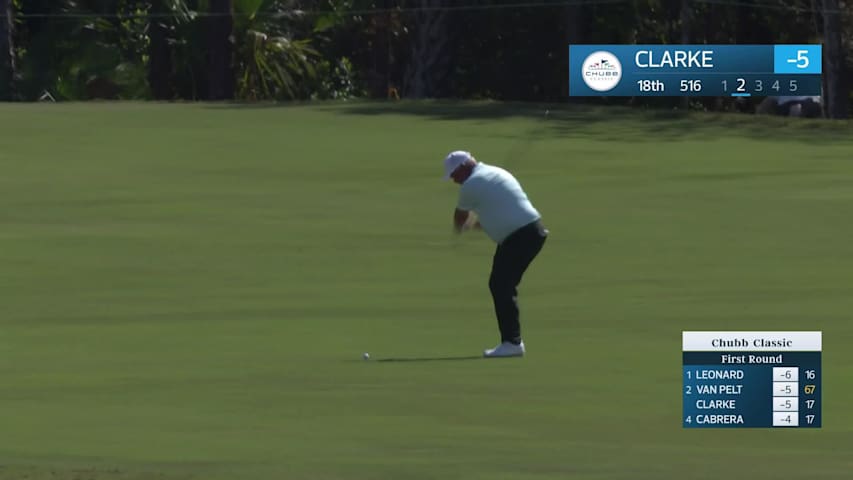 Darren Clarke makes eagle putt on No. 18 at Chubb Classic