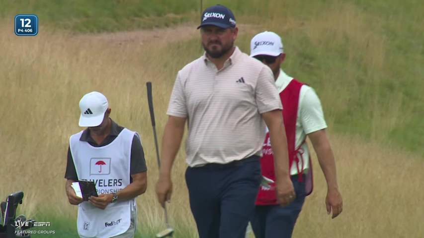 Ludvig Åberg sinks 22-foot birdie putt on No. 12 at Travelers