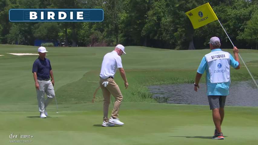 Team Ryan Palmer/Zach Johnson makes birdie on No. 16 at Zurich Classic