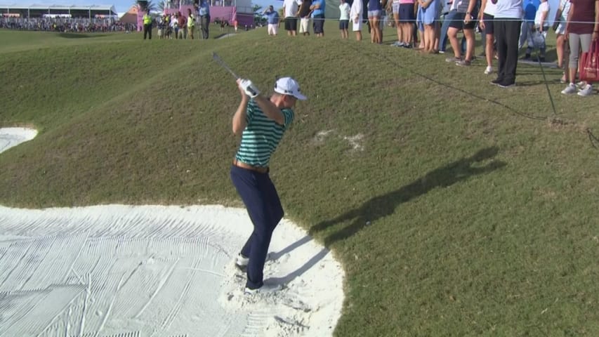 Bo Hoag hits the cart path and goes backwards at Bermuda 