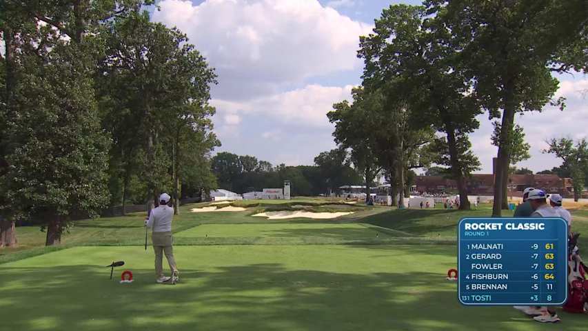 Alejandro Tosti sinks 35-foot birdie putt on No. 9 at Rocket Classic