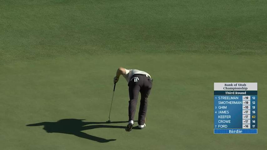 Neal Shipley drains 3-foot putt for birdie on No. 14 at Bank of Utah