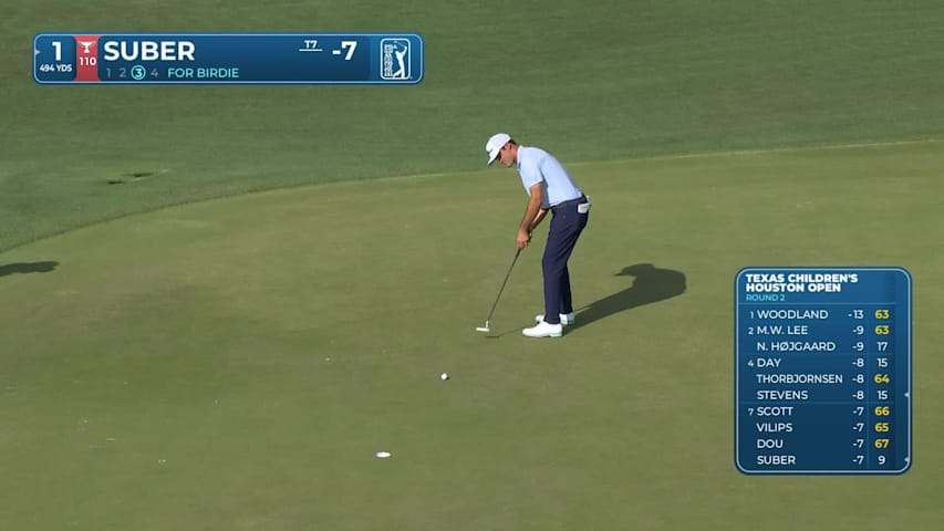 Jackson Suber sinks 11-foot birdie putt on No. 1 at Texas Children's