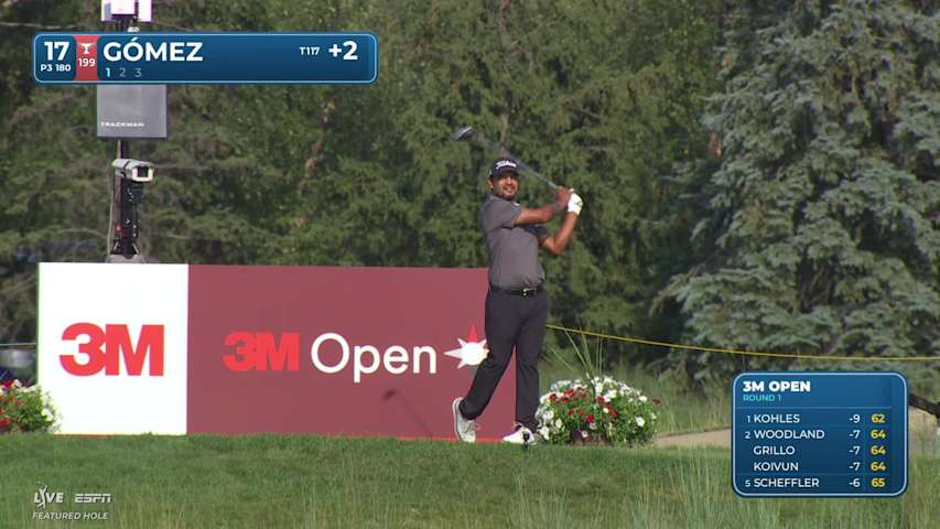 Fabián Gómez drains 16-foot putt for birdie on No. 17 at 3M Open