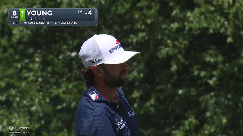 Cameron Young sinks 3-foot putt for birdie on No. 8 at BMW Championship