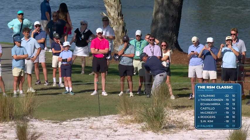 Ryan Palmer hits 166-yard approach to 7 feet, sets up birdie on No. 18 at The RSM Classic