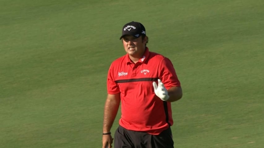 Patrick Reed hits his approach to inches on No. 16 at Hyundai