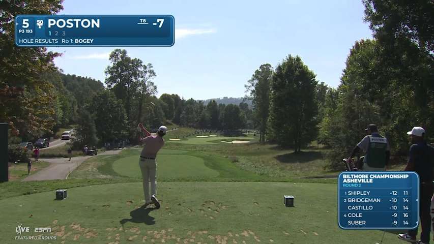 J.T. Poston sinks 24-foot birdie putt on No. 5 at Biltmore Championship