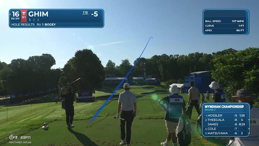 Doug Ghim hits tee shot to 14 feet, sets up birdie on No. 16 at Wyndham