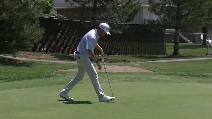 David Kocher holes birdie putt from off the green at Utah Championship