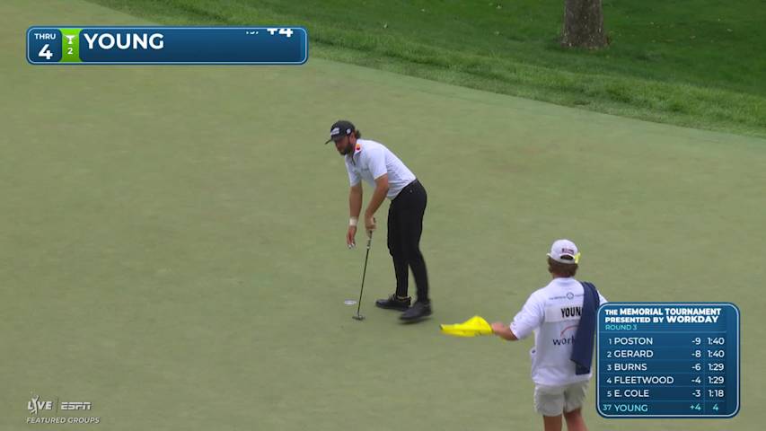 Cameron Young hits tee shot to 4 feet, sets up birdie on No. 4 at the Memorial
