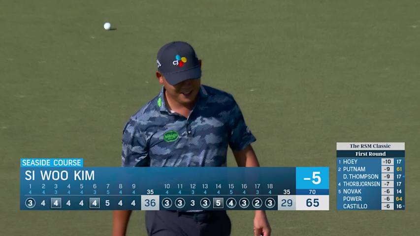 Si Woo Kim sinks 37-foot birdie putt on No. 18 at The RSM Classic