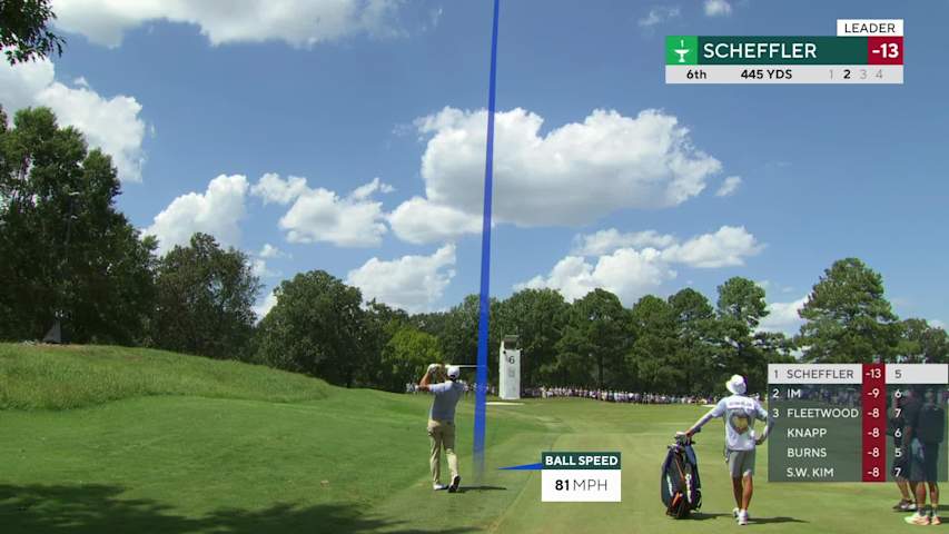 Scottie Scheffler sinks 20-foot birdie putt on No. 6 at FedEx St. Jude