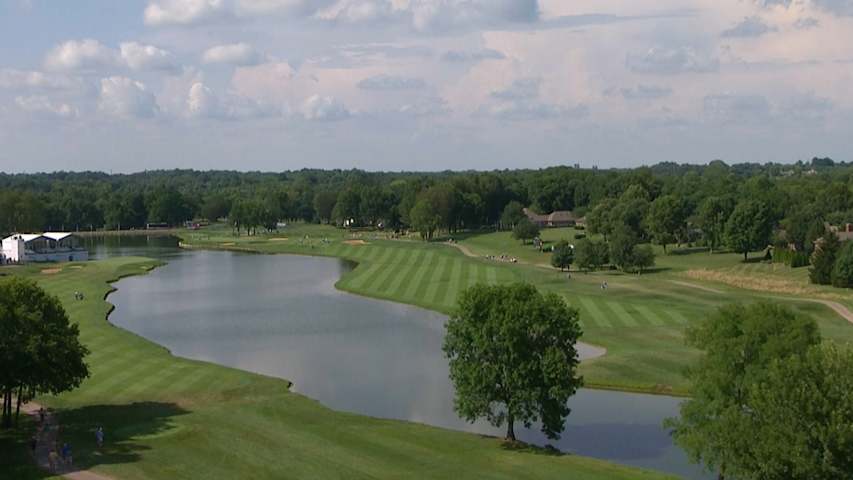J.T. Poston ties course record to take lead at Barbasol