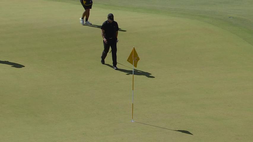 Hideki Matsuyama sinks a 46-foot birdie putt on No. 4 at Sunday Singles