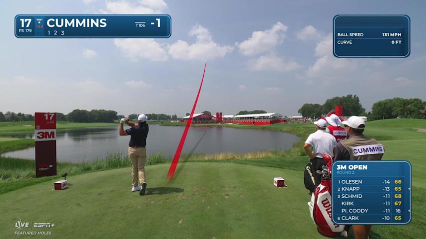 Quade Cummins sinks a 20-foot birdie putt on No. 17 at 3M Open