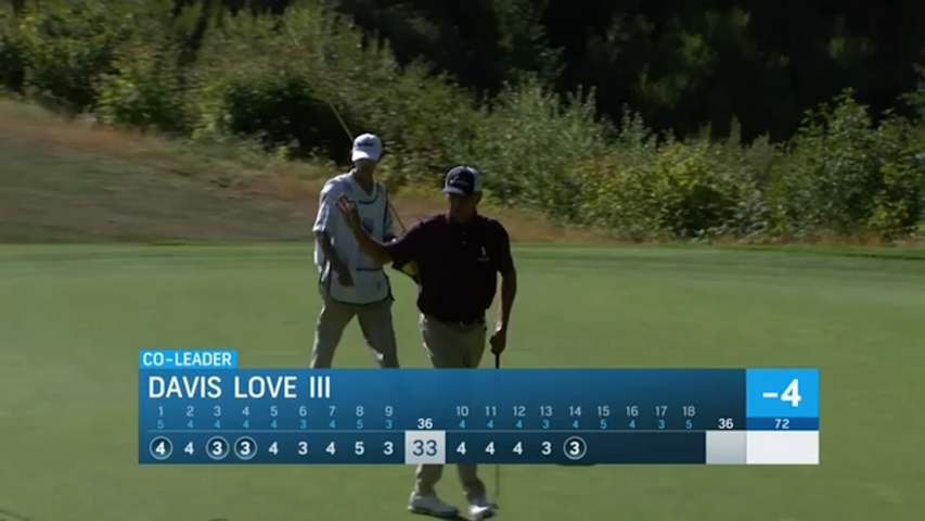 Davis Love III takes share of the lead with birdie on No. 14 at Boeing Classic