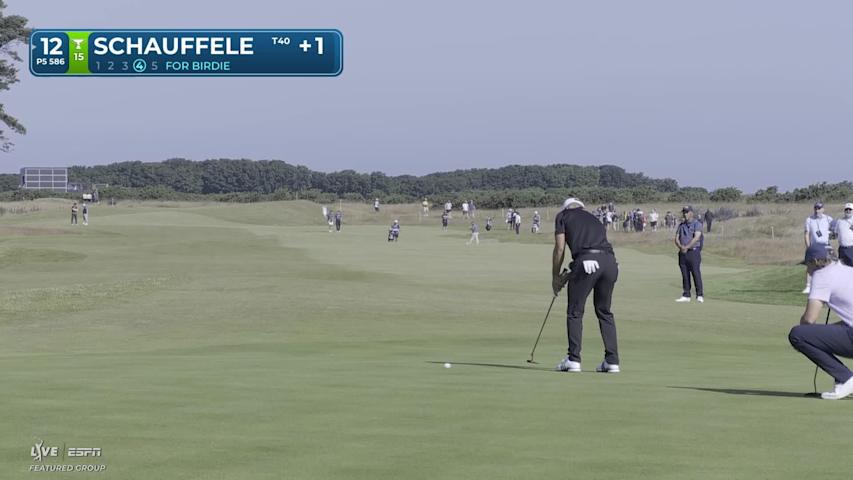 Xander Schauffele sinks 10-foot birdie putt on No. 12 at Genesis Scottish Open