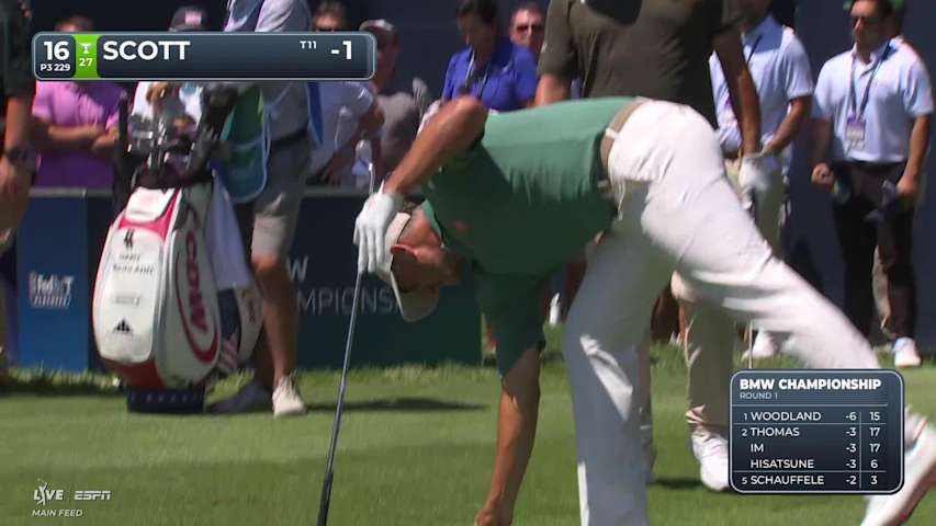 Adam Scott hits tee shot to 14 feet, sets up birdie on No. 16 at BMW Championship