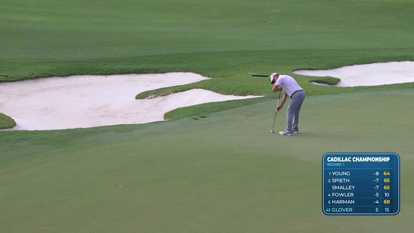 Lucas Glover sinks 23-foot birdie putt on No. 16 at Cadillac
