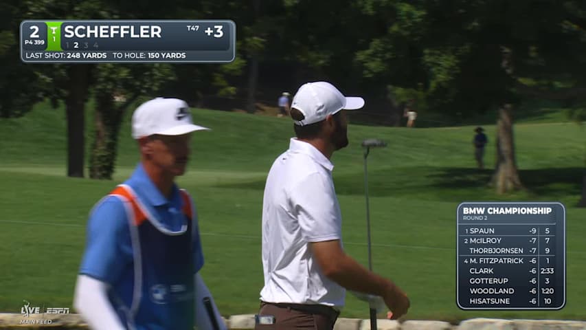 Scottie Scheffler sinks 22-foot birdie putt on No. 2 at BMW Championship