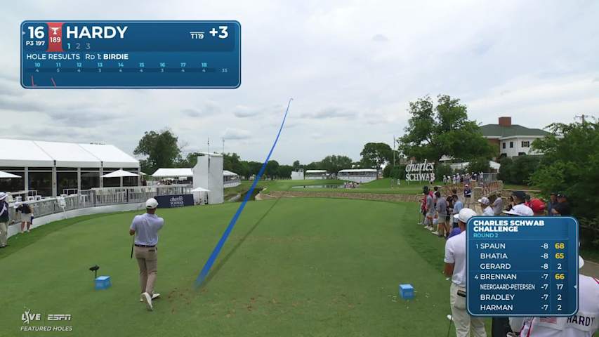 Nick Hardy hits tee shot to 7 feet, sets up birdie on No. 16 at Charles Schwab