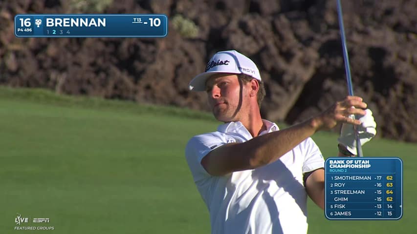 Michael Brennan's 179-yard approach sets up birdie on No. 16 at Bank of Utah