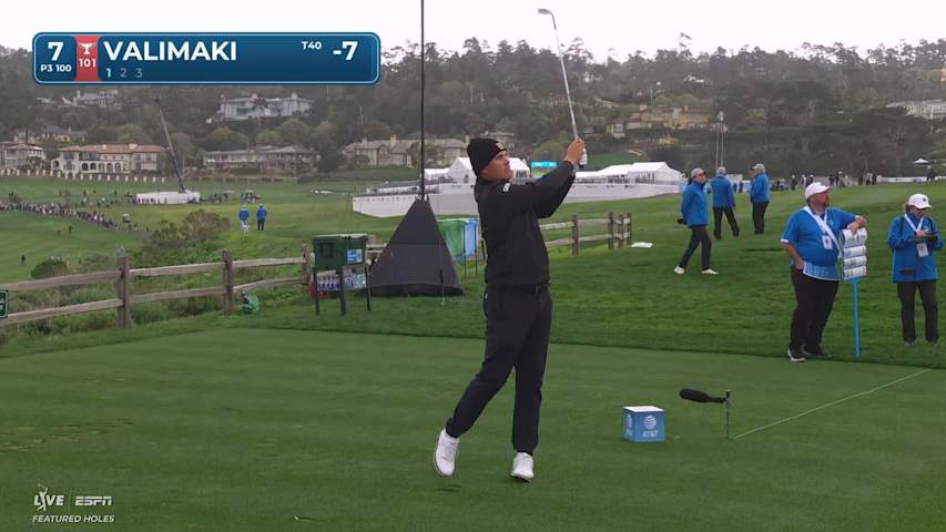 Sami Valimaki hits 97-yard tee shot to 7 feet, sets up birdie on No. 7 at AT&T Pebble Beach