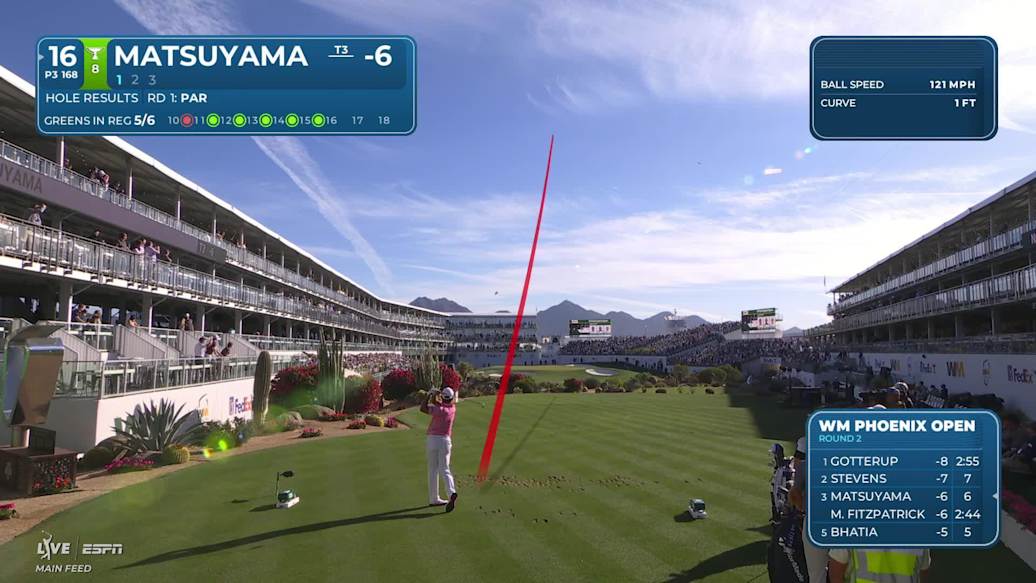 Hideki Matsuyama sinks 30-foot birdie putt on No. 16 at WM Phoenix