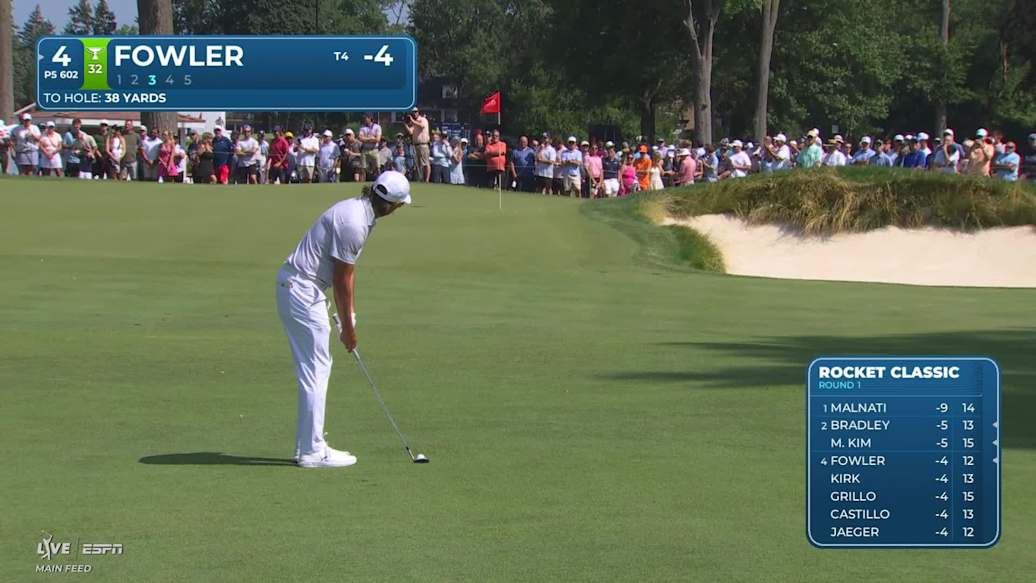 Rickie Fowler sinks 6-foot putt for birdie on No. 4 at Rocket Classic
