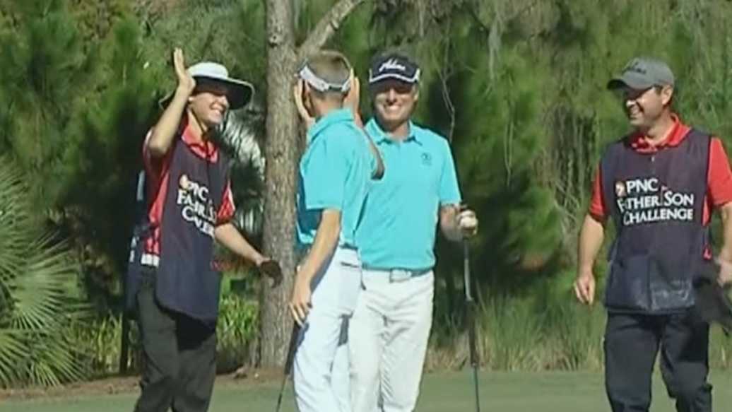 Jason Langer's long birdie on No. 4 at PNC Father/Son