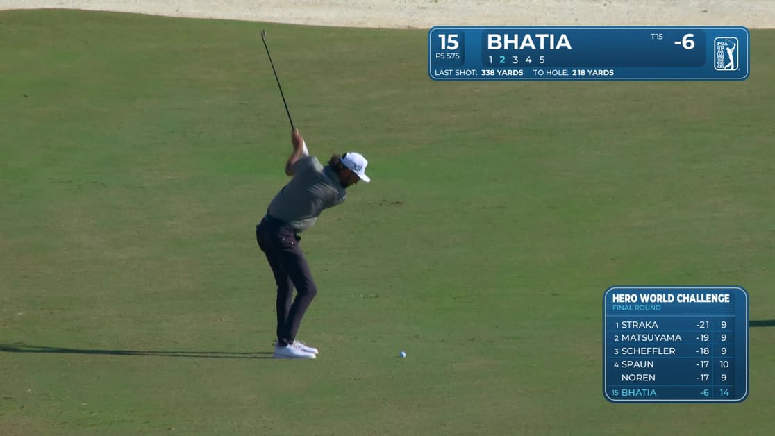 Akshay Bhatia | Round 4 | 15th hole | Shot 2 | 2025 Hero World Challenge