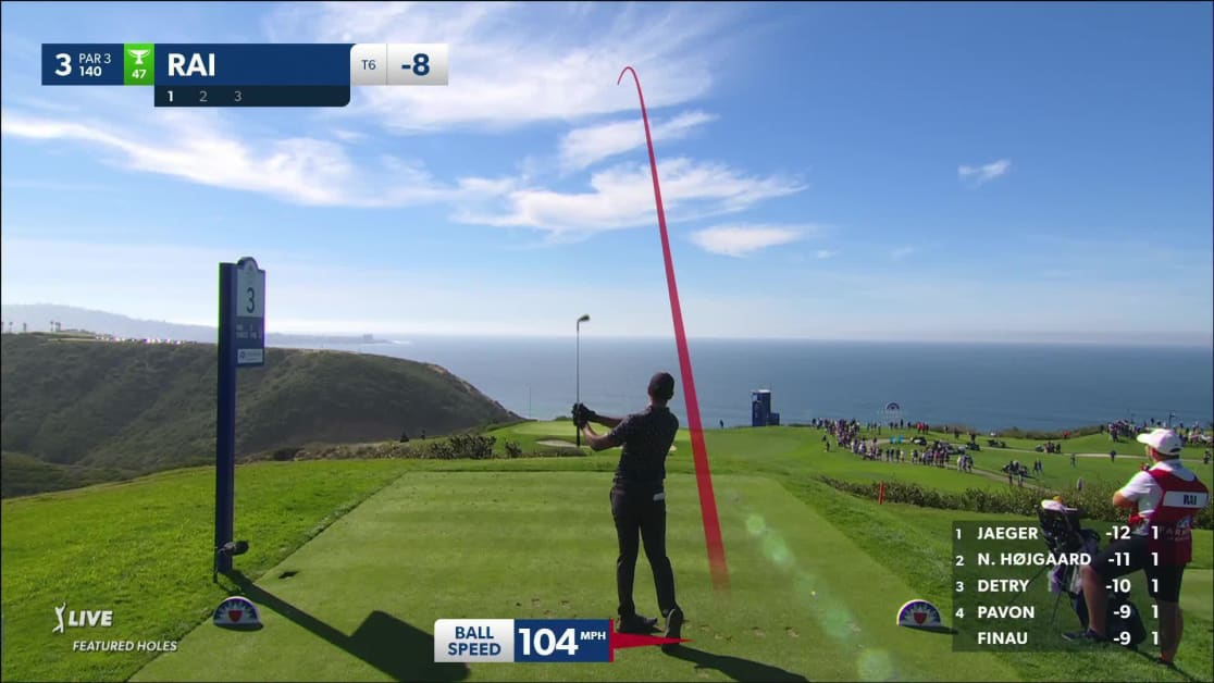 Aaron Rai Tee Aaron Rai's tee shot to 8 feet yields birdie at Farmers