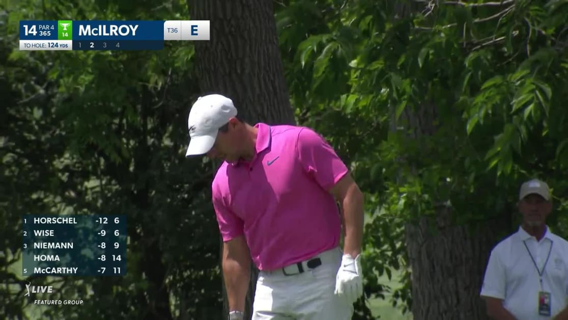 Rory McIlroy makes birdie on No. 14 at the Memorial