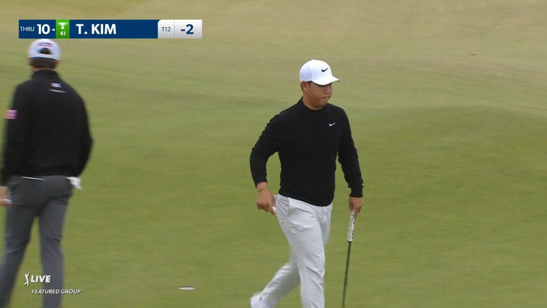 Tom Kim's approach rolls in close at Genesis Scottish Open