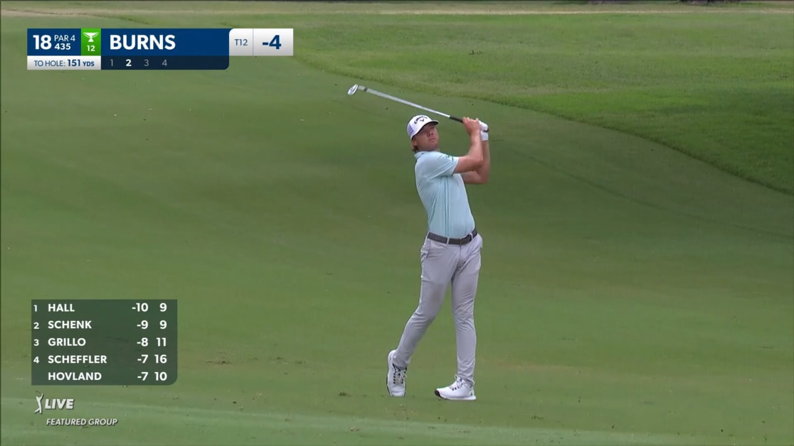 Sam Burns finishes with birdie on No. 18 at Charles Schwab