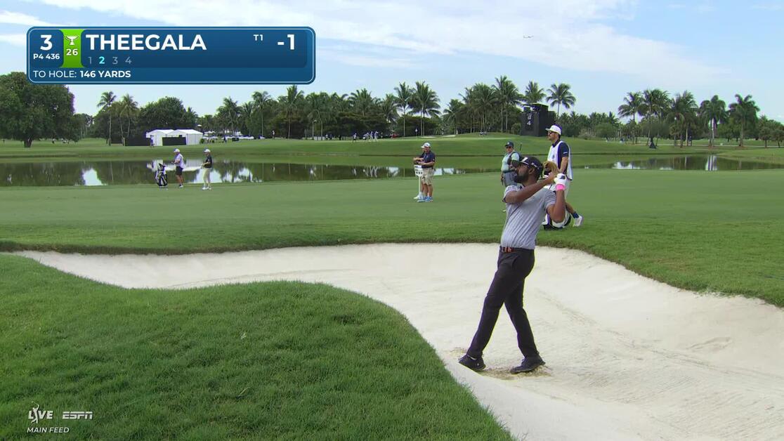 Sahith Theegala's 147-yard approach sets up birdie on No. 3 at Cadillac