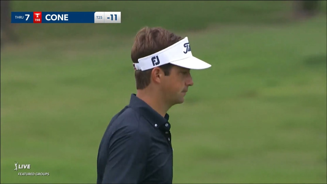 Trevor Cone holes a 29-foot birdie putt at AT&T Byron Nelson