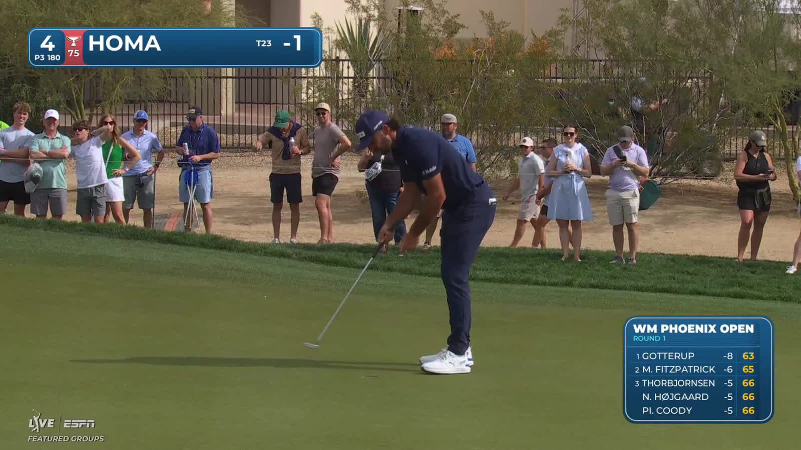 Max Homa | Round 1 | 4th hole | Shot 3 | 2026 WM Phoenix Open